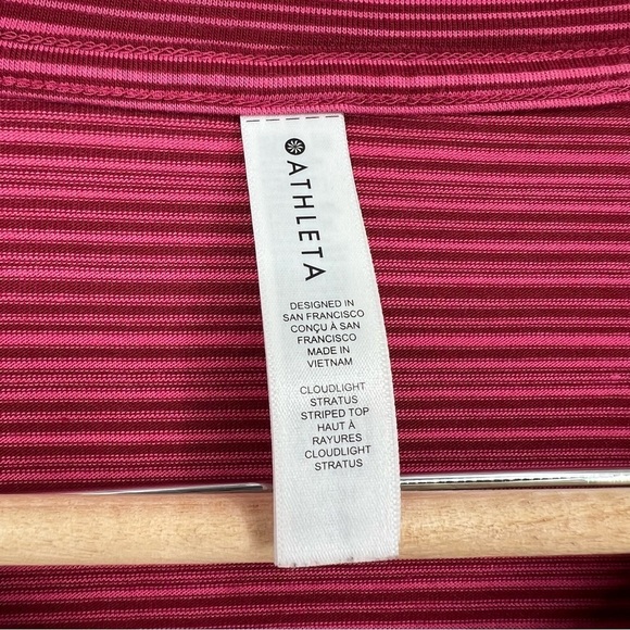 Athleta Cloudlight Stratus Shirt Womens XS Striped Long Sleeve Top Dark Pink - Picture 6 of 11